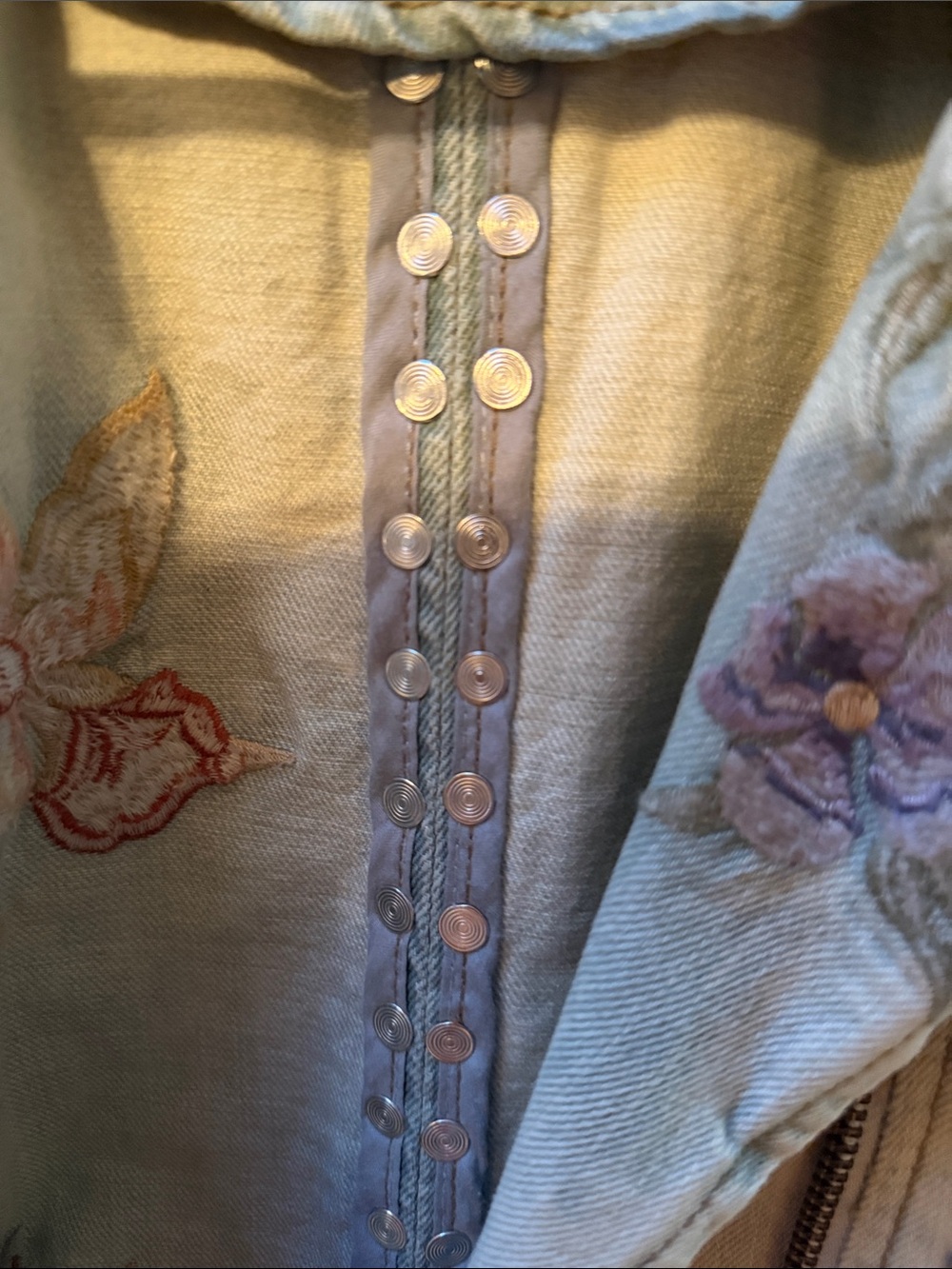 Blank NYC Light Wash Embroidered Floral Moto Jacket - Picture 4 of 17